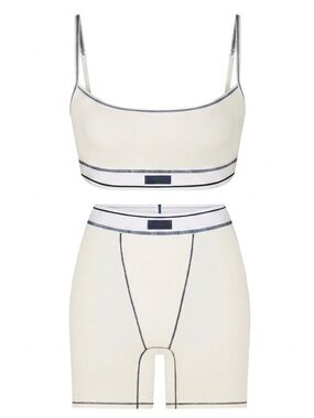 SET - SKIMS Cotton Rib Scoop Bralette & Boxer